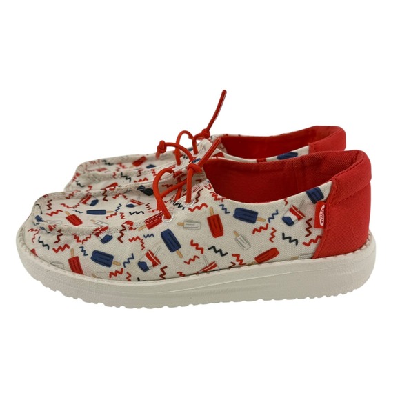 Hey Dude Youth Summer Americana Popsicle Shoes Red White Blue 4th of July USA - Picture 4 of 6
